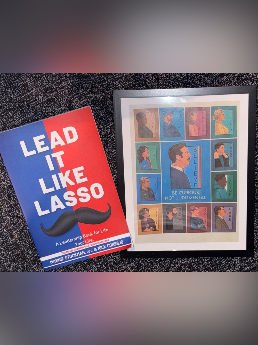 Ted Lasso Set - Lead It Like Lasso Book and Inspirational Framed Art
